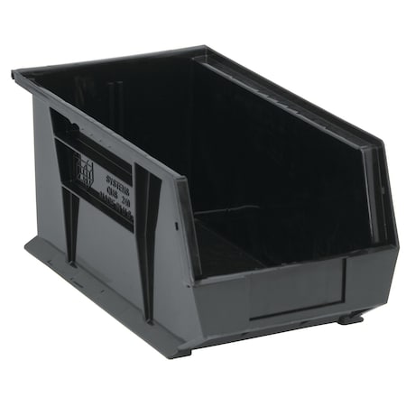 Quantum Storage Systems Hang & Stack Storage Bin, Polypropylene, Black, 7 in H, 8-1/4 in W, 14-3/4 in L, 3 PK K-QUS240BK-3